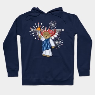 Patriotic Liberty Bear on Blue Hoodie